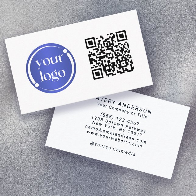 Simple Modern Logo and QR Code Professional Business Card (Creator Uploaded)