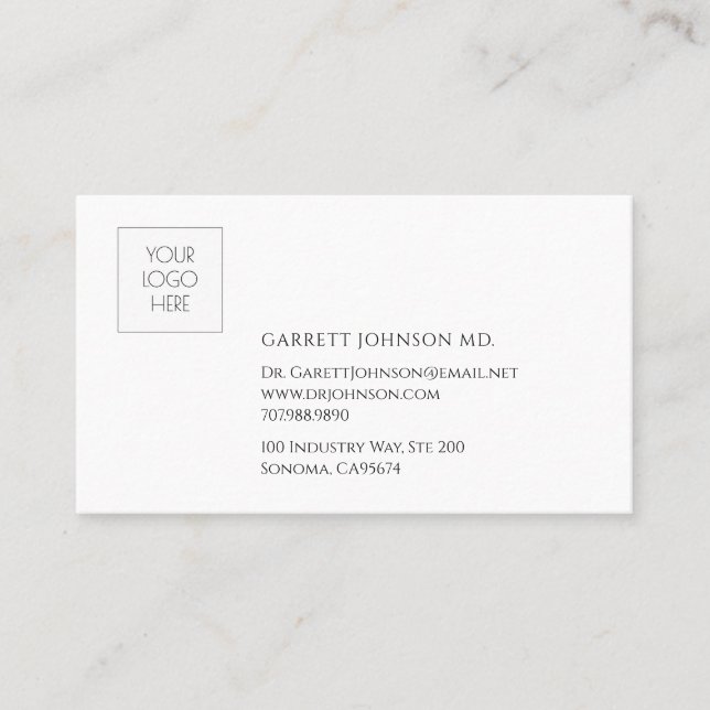 Simple Modern Logo Minimalist Doctor Physician Business Card (Front)