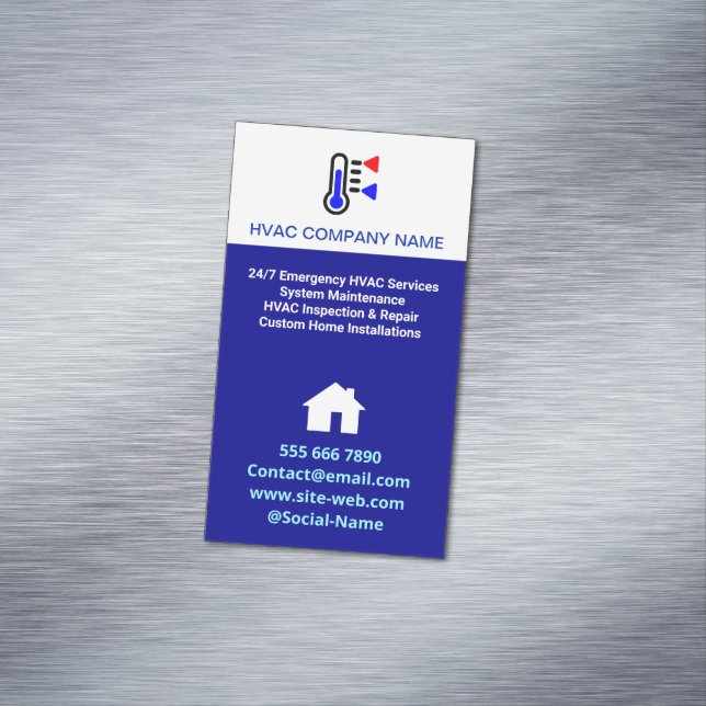 Simple Modern Logo, Professional  AC HVAC Magnetic Business Card (In Situ)