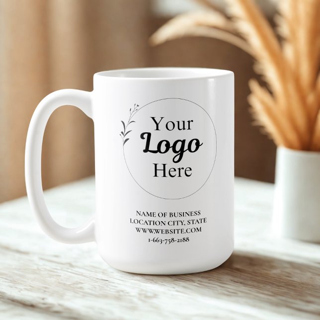 Simple modern Logo QR Code and Text Business Coffee Mug (Creator Uploaded)