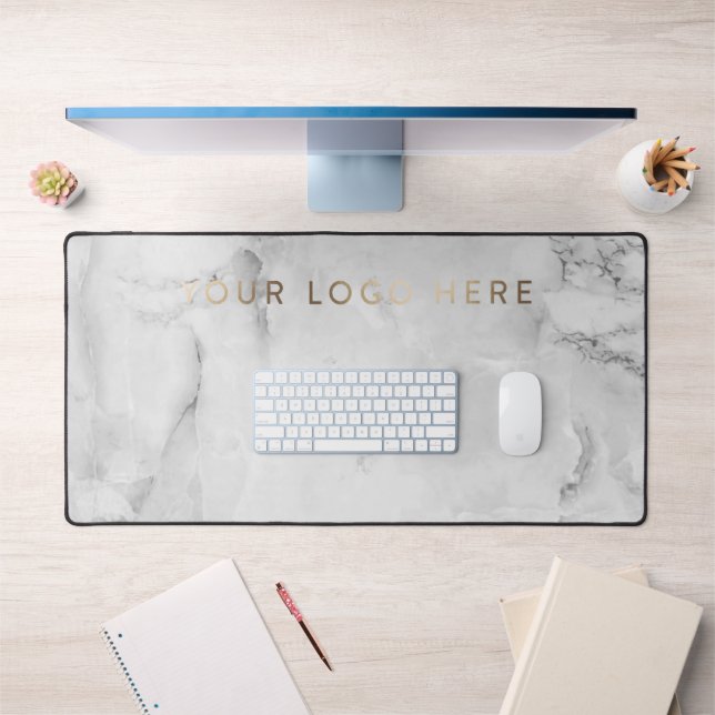  Simple Modern Logo White Marble Office Desk Mat (Office 1)