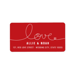 Simple Modern Loopy Love Heart Address Labels
