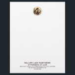 Simple Modern Luxury Letterhead for Attorneys<br><div class="desc">Enhance your professional image with our simple modern luxury letterhead designed exclusively for attorneys, lawyers, and law firms. This premium-quality letterhead features a sleek design with a brushed gold logo at the top, adding a touch of elegance to your correspondence. The lower thirds display your company name and contact information...</div>