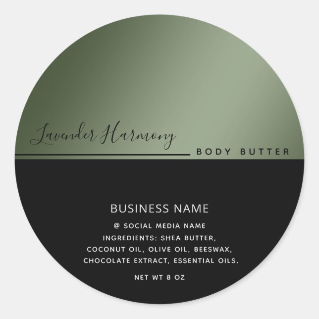 Simple modern luxury typography black product  cla classic round sticker (Front)