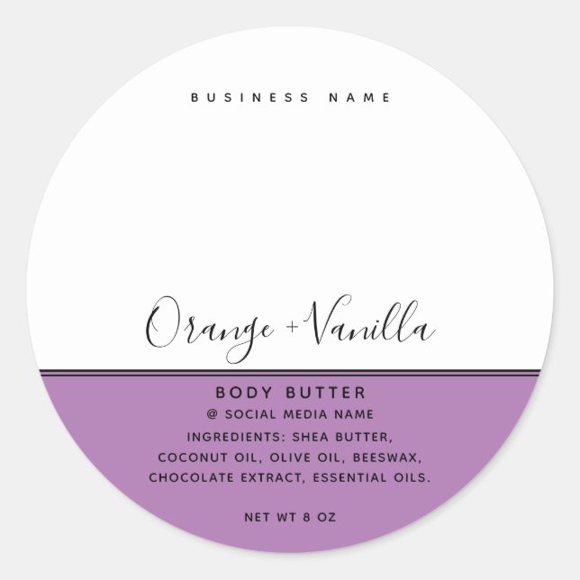 Simple modern luxury typography white product  classic round sticker (Front)