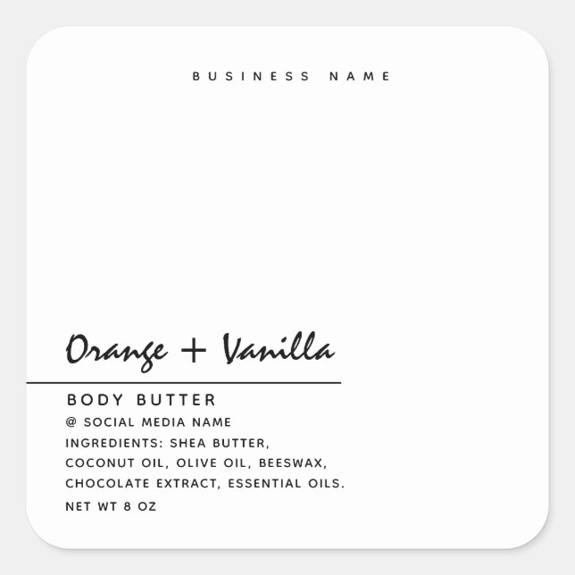 Simple modern luxury typography white product  square sticker (Front)