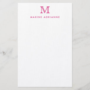 Simple Modern Magenta Girly Pink Monogram Initial Stationery