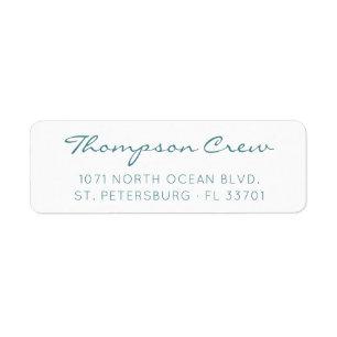 Simple Modern manuscrit Aqua Blue Adresse de retou