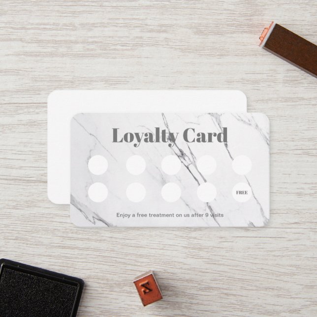 Simple Modern Marble Make up artist Loyalty Card (Front/Back In Situ)