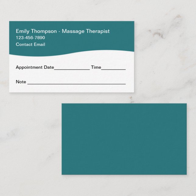 Simple Modern Massage Therapy Appointment Cards (Front/Back)