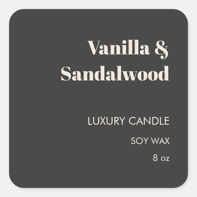 Simple Modern Matte Black Candle Product Label (Front)