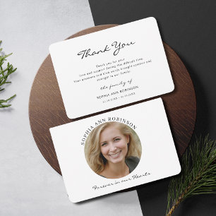 Simple Modern Memorial Photo Thank You Note Card