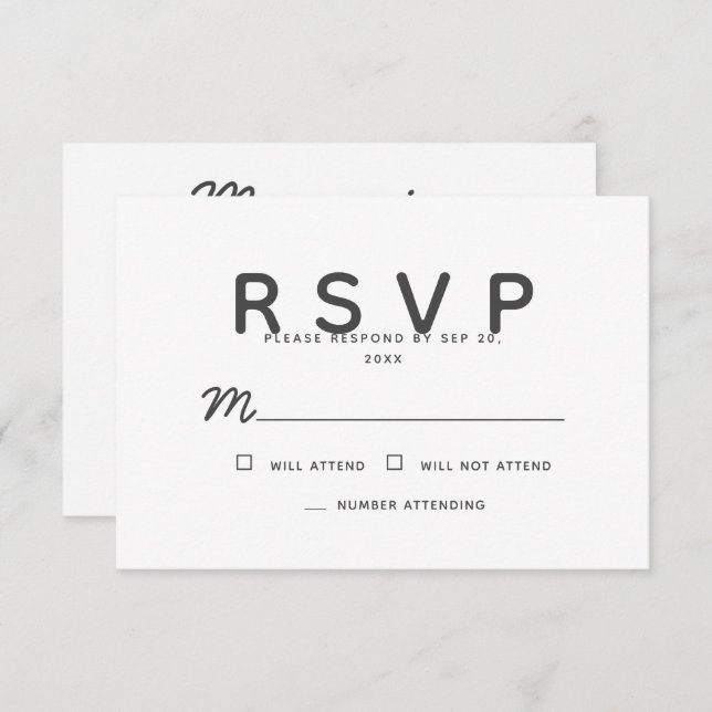 Simple Modern Memories Memorial Reply RSVP Card (Front/Back)
