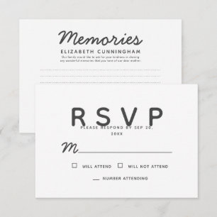 Simple Modern Memories Memorial Reply RSVP Card