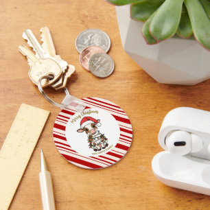 Simple modern merry christmas calf Cow OX pattern Keychain