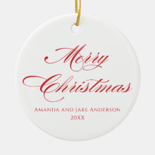 Simple Modern Merry Christmas  Ceramic Ornament