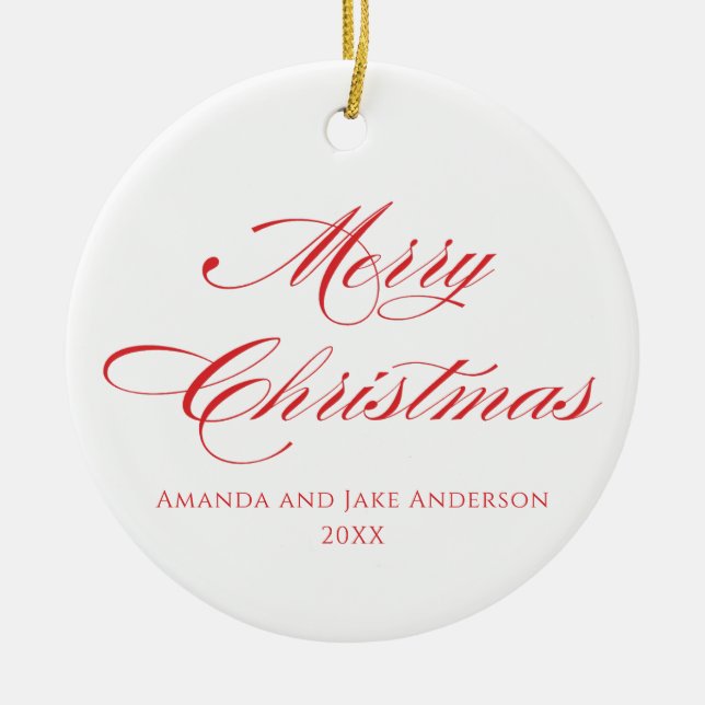 Simple Modern Merry Christmas  Ceramic Ornament (Front)