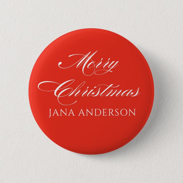 Simple Modern Merry Christmas Custom  2 Inch Round Button (Front)