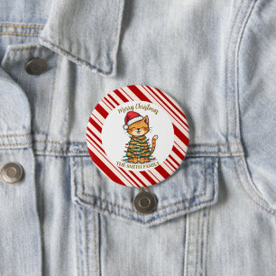 Simple modern merry christmas kitten CatMAS patter 3 Inch Round Button