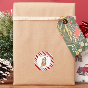 Simple modern merry christmas kitten CatMAS patter Classic Round Sticker