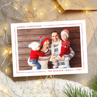 Simple Modern Merry Christmas Photo Card - Custom