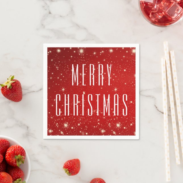 Simple Modern MERRY CHRISTMAS Red White Napkin (Insitu)