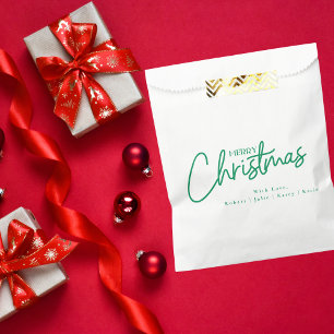 Simple Modern Merry Christmas Script Holiday Favour Bag