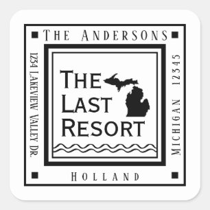 Simple Modern Michigan Return Address Square Sticker