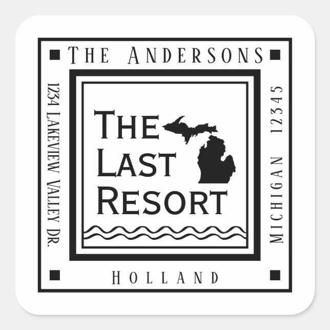 Simple Modern Michigan Return Address Square Sticker (Front)