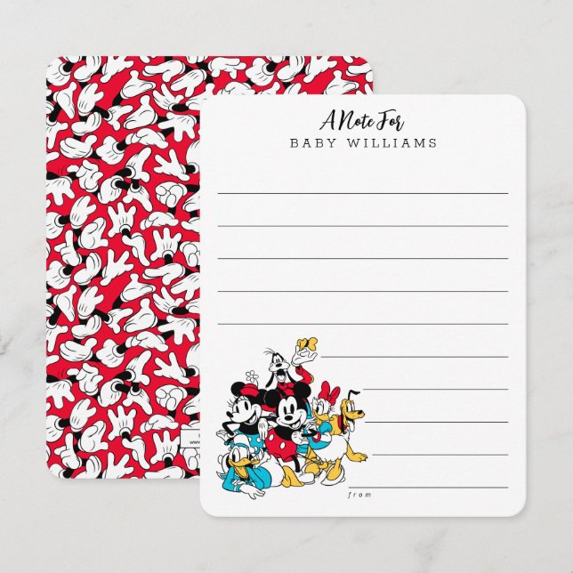 Simple Modern Mickey and Friends Baby Shower Card (Front/Back)