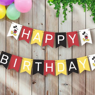Simple Modern Mickey Mouse Birthday Bunting Flags