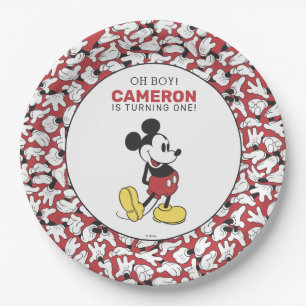 Simple Modern Mickey Mouse Birthday Paper Plate