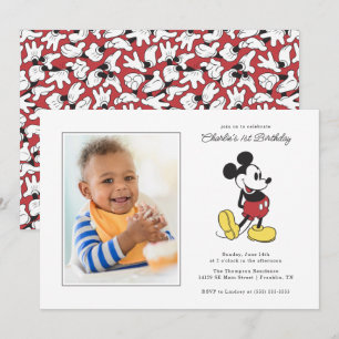 Simple Modern Mickey Mouse Birthday - Photo Invitation