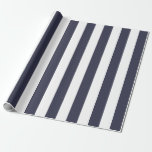 Simple Modern Midnight Blue Hanukkah Stripes Wrapping Paper<br><div class="desc">This dark blue and white modern striped wrapping paper is the perfect stylish choice for your Hanukkah gifts.</div>