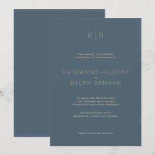 Simple Modern Midnight Blue Wedding Invitation