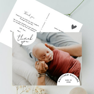 Simple Modern Minimal Arches Photo Baby Thank You Postcard