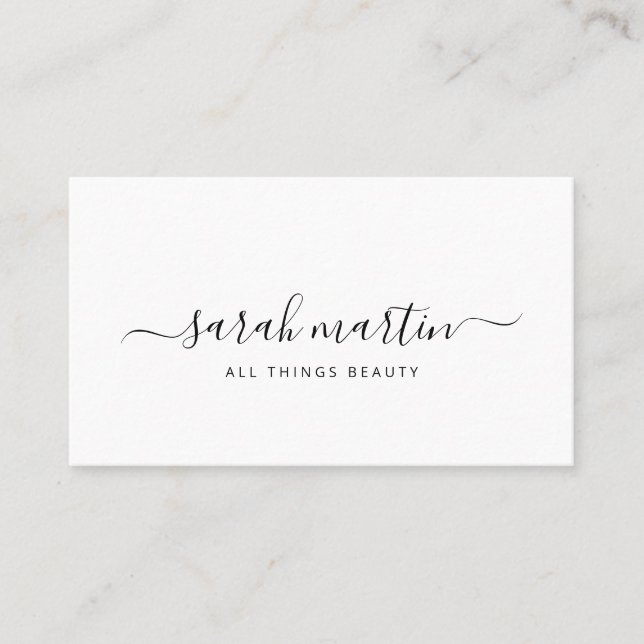 Simple Modern Minimal Black and White Elegant Business Card (Front)