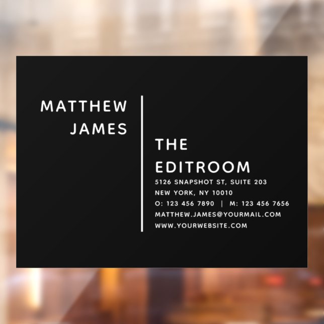 Simple Modern Minimal Black White Business Window Cling (Sheet 2)