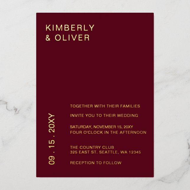 Simple Modern Minimal Burgundy Wedding (Front)