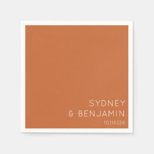 Simple Modern Minimal Custom Wedding Burnt Orange Napkin