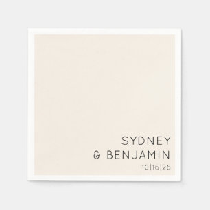 Simple Modern Minimal Custom Wedding Ecru Napkin