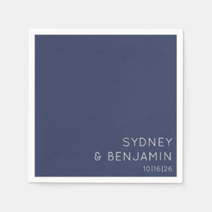 Simple Modern Minimal Custom Wedding Navy Blue Napkin