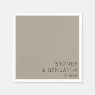 Simple Modern Minimal Custom Wedding Taupe Napkin