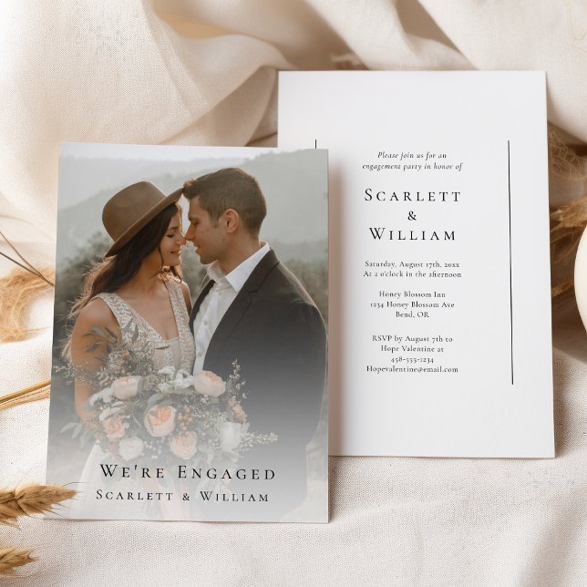 Simple Modern Minimal Elegant Photo We're Engaged Invitation (Creator Uploaded)