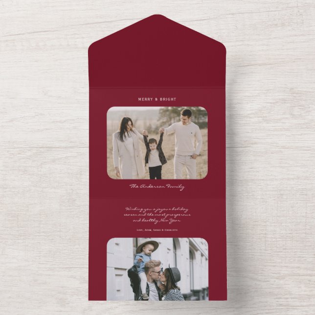 Simple modern minimal holiday greeting photos card (Inside)