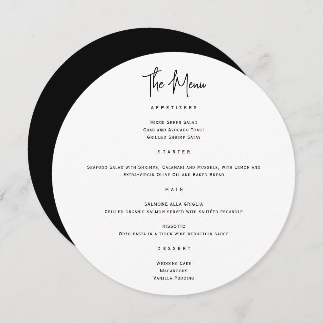 Simple Modern Minimal Menu Classic Script Black (Front/Back)