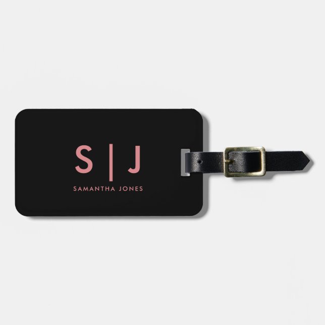 Simple Modern Minimal Monogram Luggage Tag (Front Horizontal)