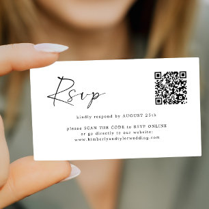 Simple modern minimal online QR CODE RSVP Enclosure Card