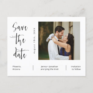 Simple Modern Minimal Photo QR Code Save The Date Postcard