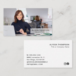 Simple Modern Minimal Professional Custom Photo  Business Card